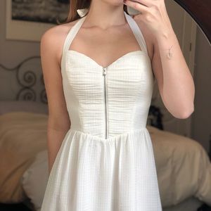 **SOLD** Zip Front Halter Neck Ruffle Sundress